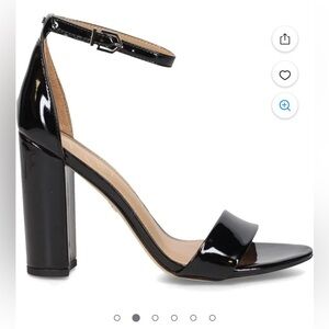 Sam Edelman Yaro Black Patent Ankle-Strap Block Heel Sandals Sz 6.5